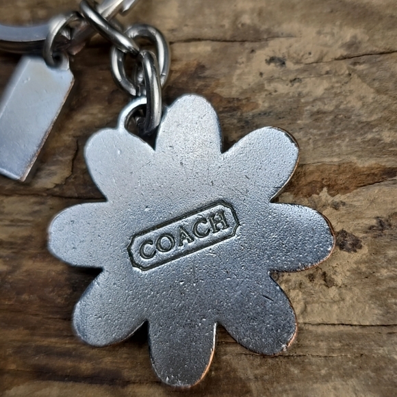 Coach Cream And Orange Daisy Key Chain Fob - Picture 6 of 8